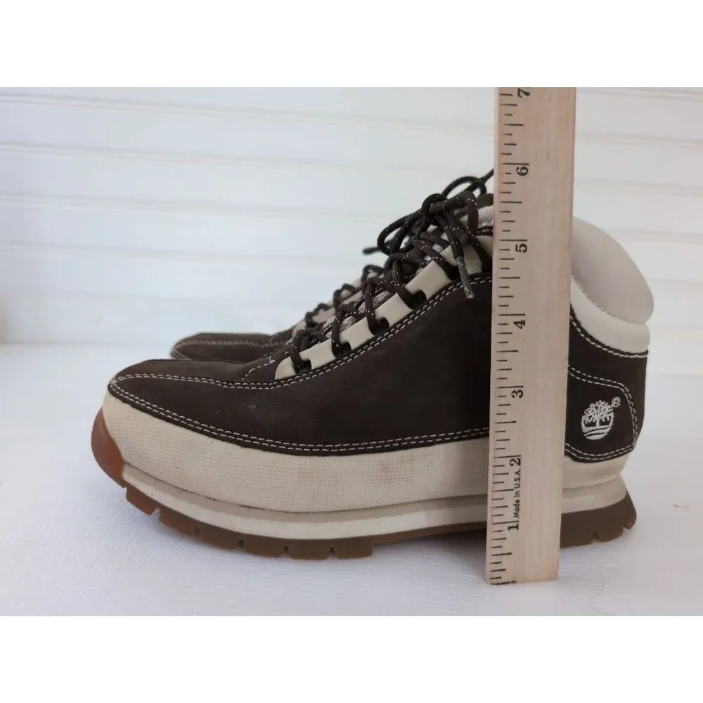 Timberland Juniors Euro Dub Boots Youth 4 Brown Leather‎ Outdoor Hiking School